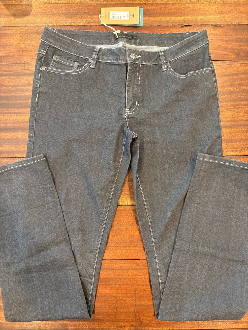 NWT prAna Kara Organic Cotton Stretch Jeans - Dark Denim Gray - Size 14